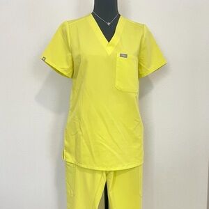 Figs Citrine Yellow Women's Catarina One Pocket Scrub Top